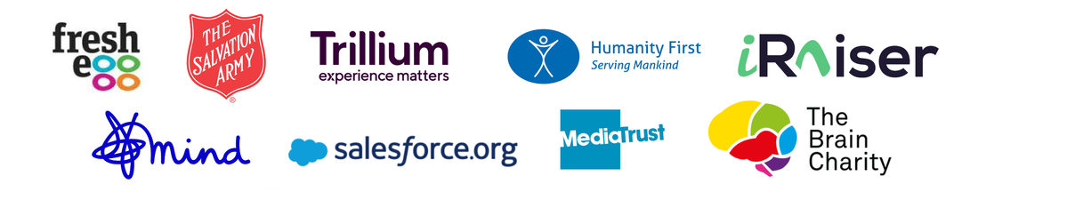 Logos of speakers at the #BeMoreDigital Fundraising Day 2022